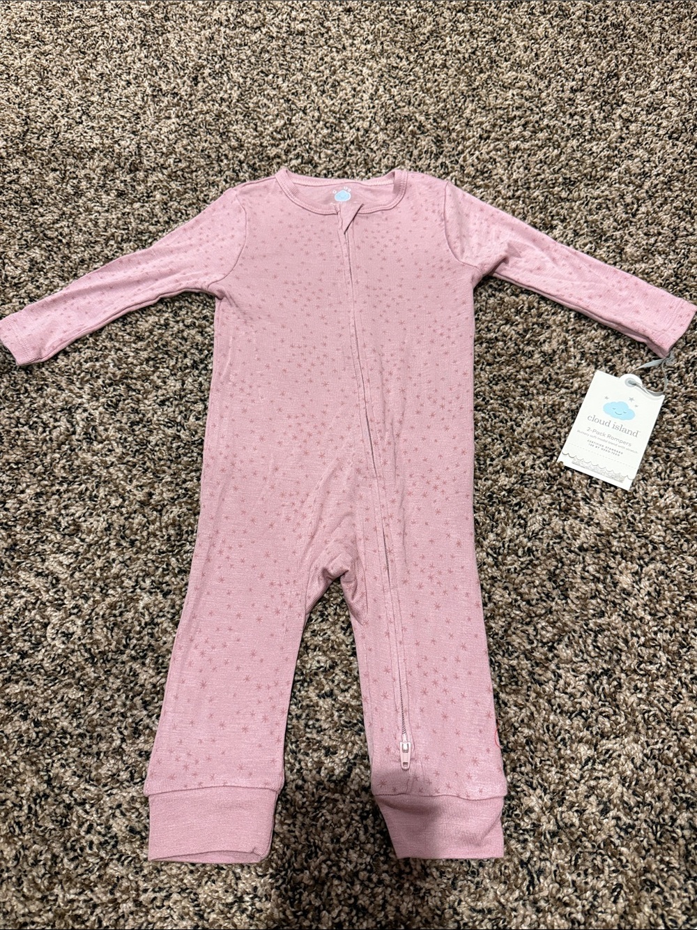 cloud island Dusty Pink Star-Print Footed One-Piece